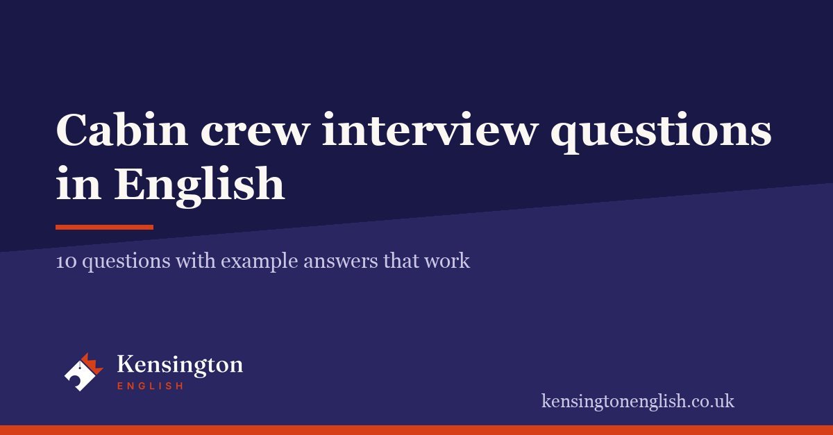 Cabin Crew Interview Questions in English — With Example Answers — Kensington English branded guide card